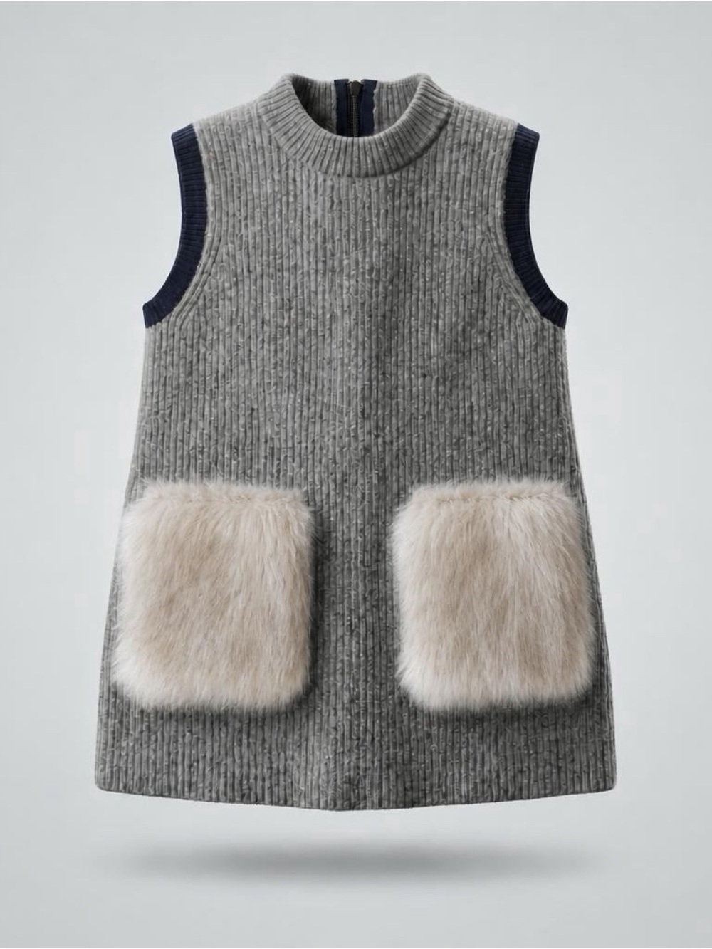Crewcuts J.Crew Girls Wool Sweater Dress Faux Fur Pockets NWOT (Size 3T)